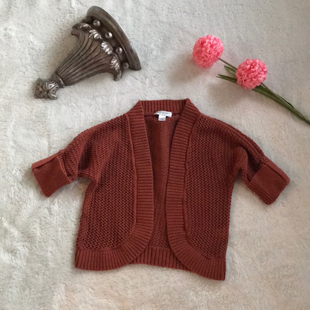 CHRISTOPHER & BANKS Cardigan Loose Knit Orange Size P/M - Picture 7 of 16